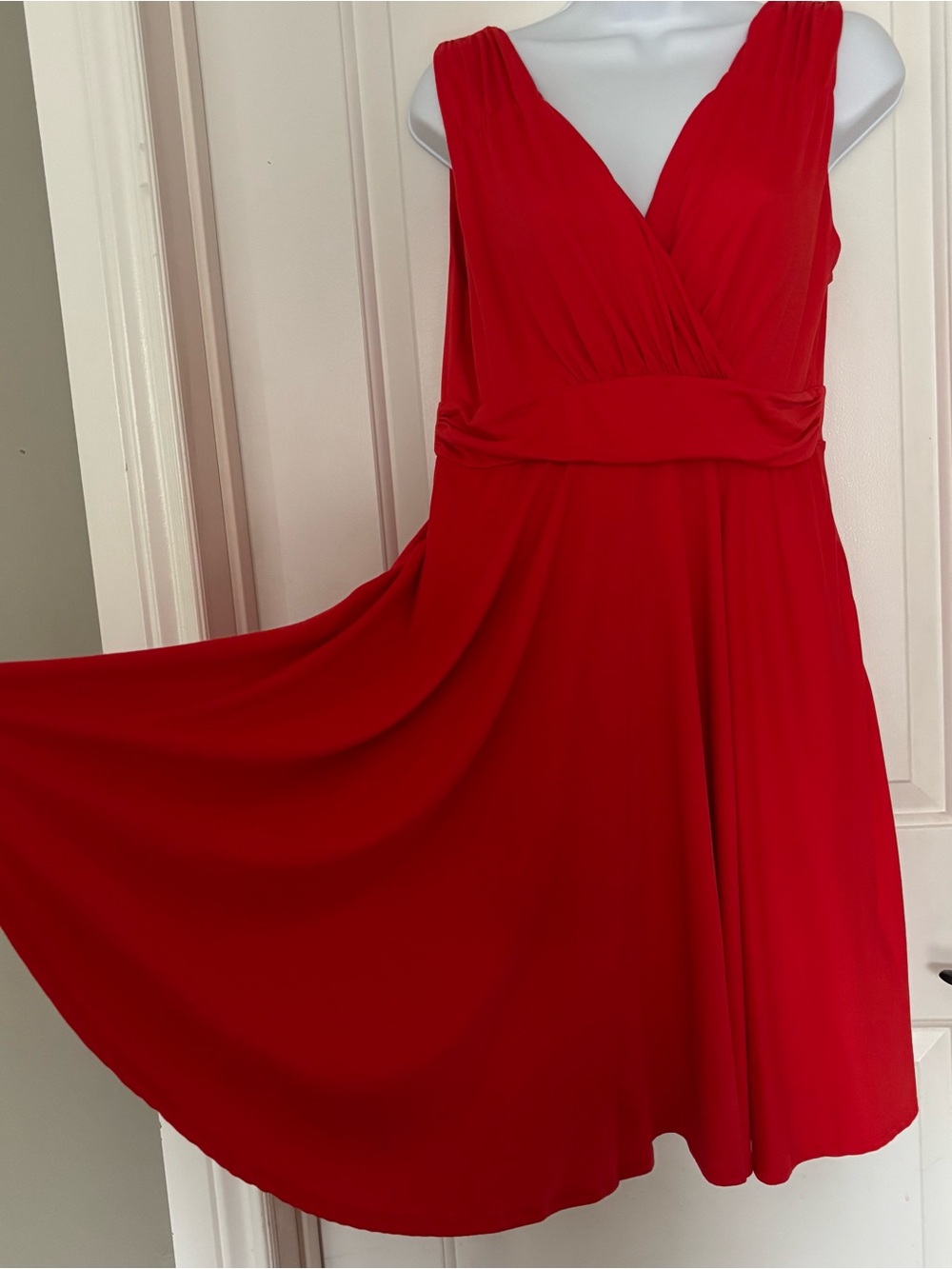 Soma fit and flare empire waist dress Medium red orange comfy casual twirl